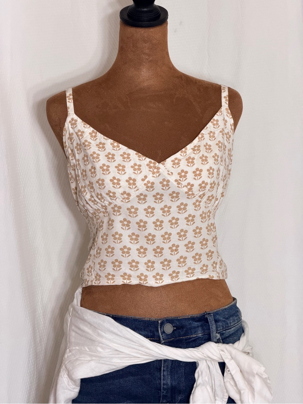 O'Neill Beige Floral Print Spaghetti-Strap Cami